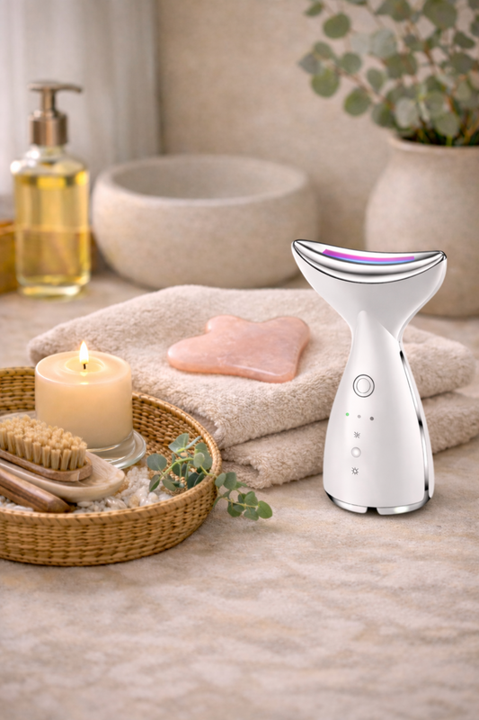 Microcurrent neck and face device for at-home skin toning